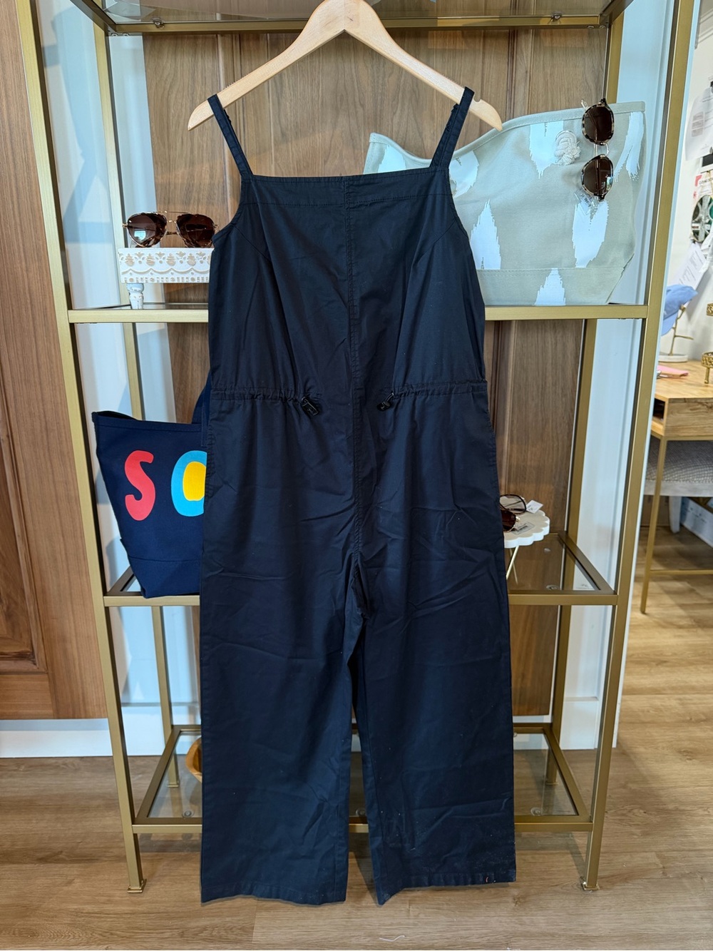 pistola Black Jumpsuit with White Tag Detail